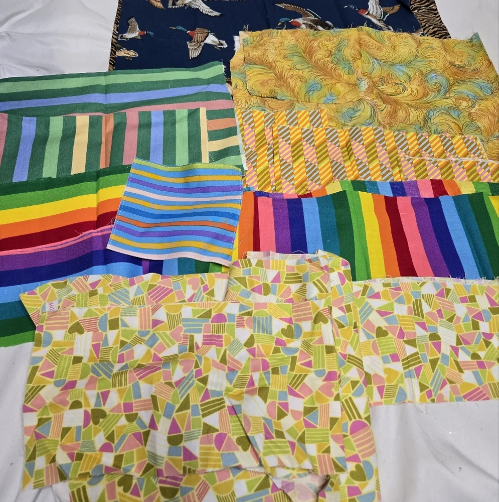 Fabric pieces several pieces patterns animal print‎ rainbow bright colors DIY